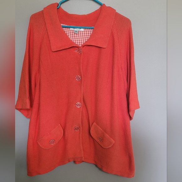 Coldwater Creek Button Up Cottagecore Cardigan Plaid Details XL - Picture 1 of 6